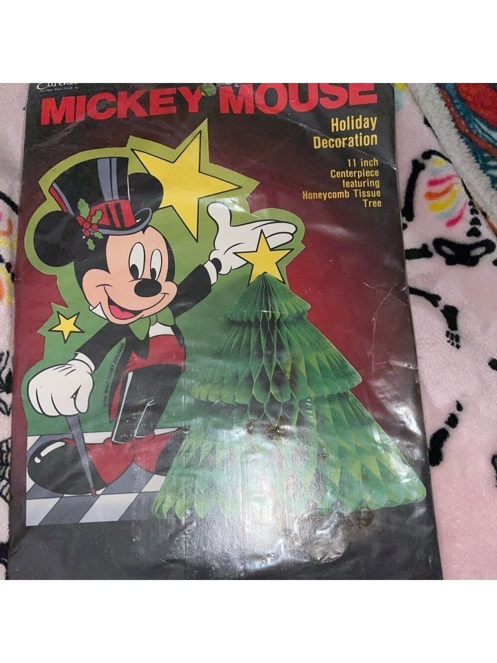 Disney Mickey Mouse Christmas Honeycomb Tissue Paper Tree Centerpiece Eureka VTG
